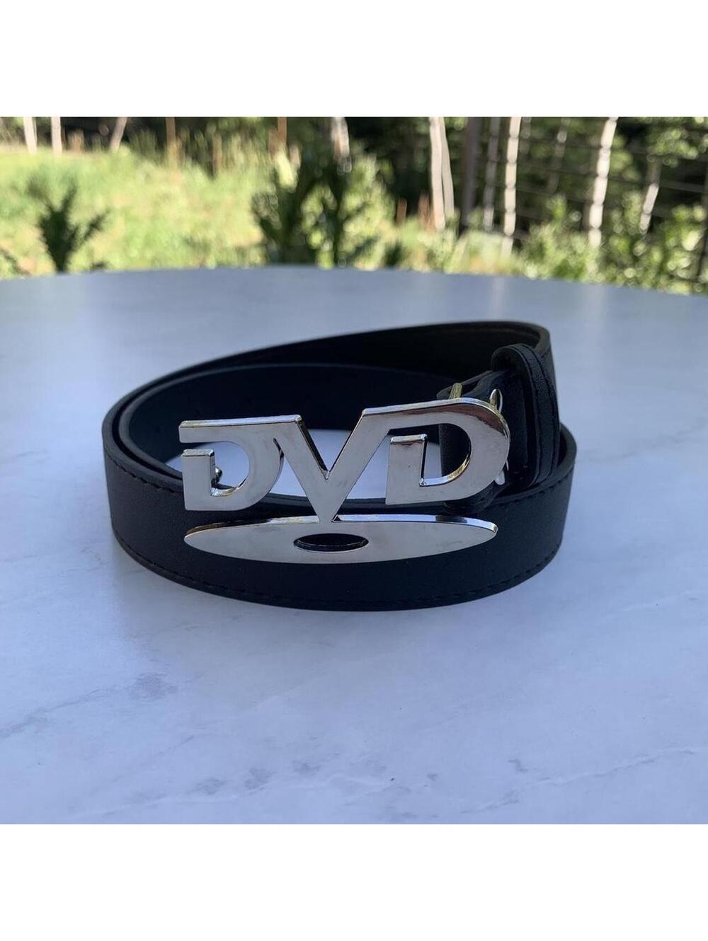 DVD Belt Buckle black leather belt. Very cool unique belt. Y2k style. 39 inches